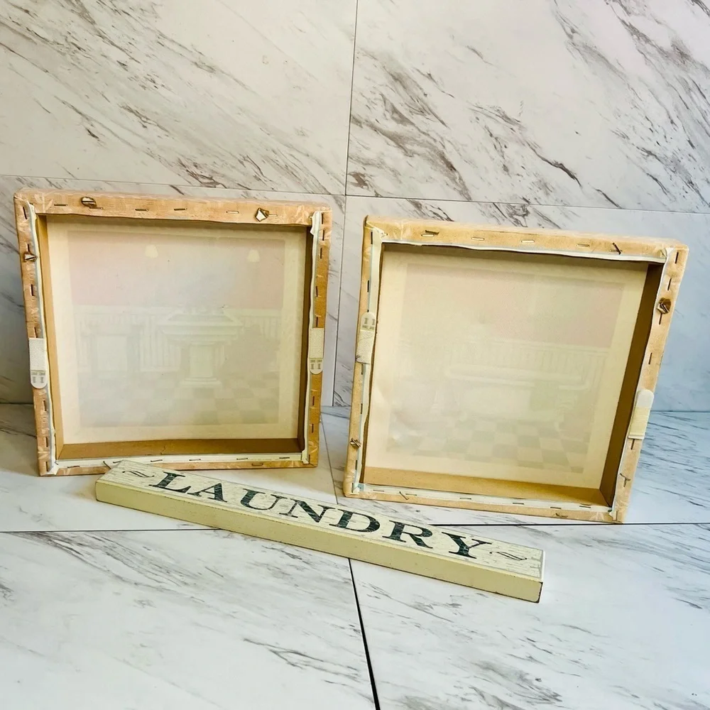 LIKE NEW Shelf Wall Bathroom and Laundry Canvas Painting Art